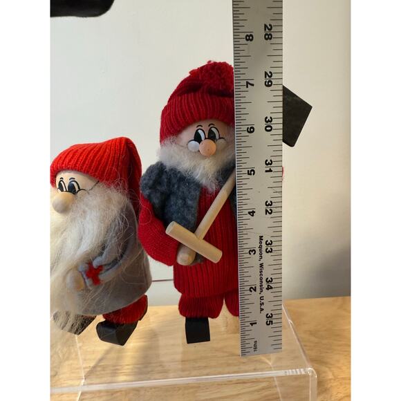 4 Ljungstroms Of Sweden Tomte Wooden Figure Winter Activities Ski Shovel Hike - Picture 12 of 13